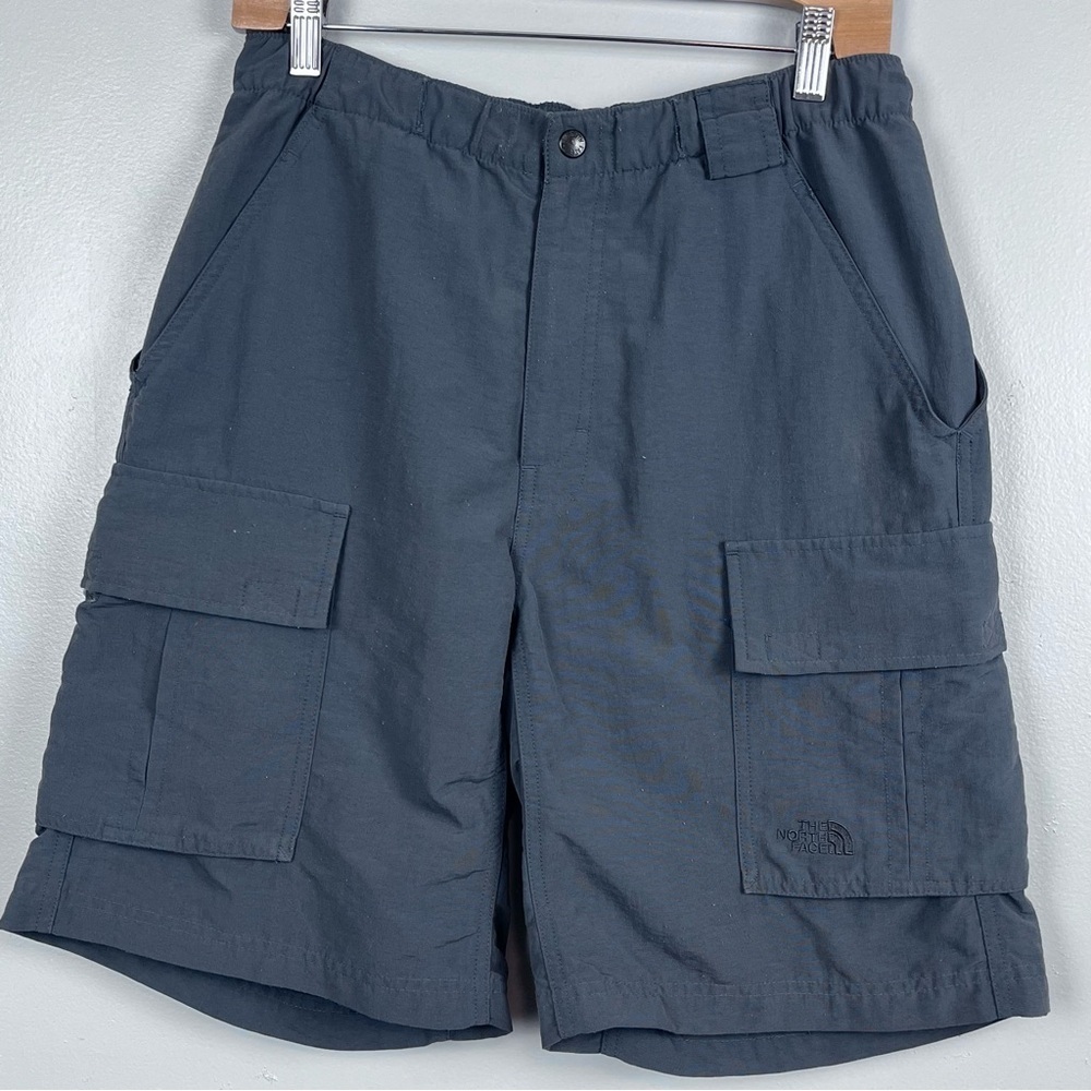 The North Face Men's 100% Nylon Gray Elastic Waist Cargo Hiking Shorts S Outdoor